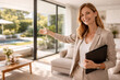 © thodonal - Confident woman presenting a beautiful home interior to potential buyers