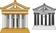 © MdSobuj - Ancient Greek temple vector illustration in colored and line art styles, classical architecture design perfect for history education, museums, and cultural graphics