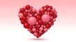 © Renof - Heart shape formed by numerous red and pink spheres on gradient background