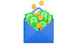 © Sheyla - Blue Envelope Overflowing with Cash and Coins