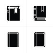 © Engineer Jahid - Four Black Book Icons, With and Without Bookmarks, on a White Background