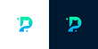 © anello - Modern letter P logo design with a vibrant green to blue gradient and sparkling star accents, ideal for innovative brands seeking brilliance and professional identity