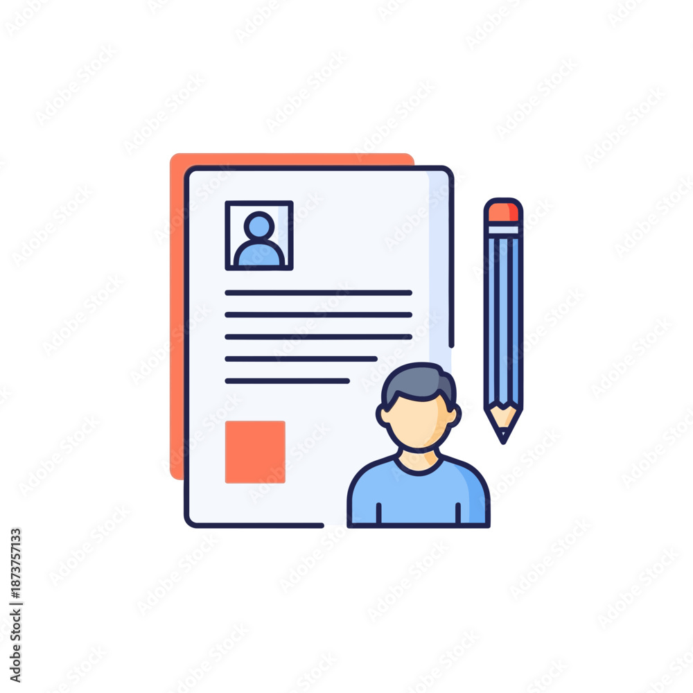 Document Profile Icon – Resume File with Pencil Symbol for Application ...