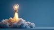 © Ірина Пальцева - Igniting innovation with a bright idea taking off like a rocket. The spark of creativity propels us forward, illuminating the path to success with imagination and energy.