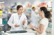 © JackF - Friendly female pharmacist helping woman with prescription choosing medical supplies at drugstore