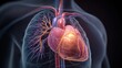 © Jayk - Detailed 3D rendering of the human heart with arteries and veins against a dark background