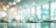 © Swan - Abstract bokeh background with soft mint green and golden lights in a bright modern office interior.