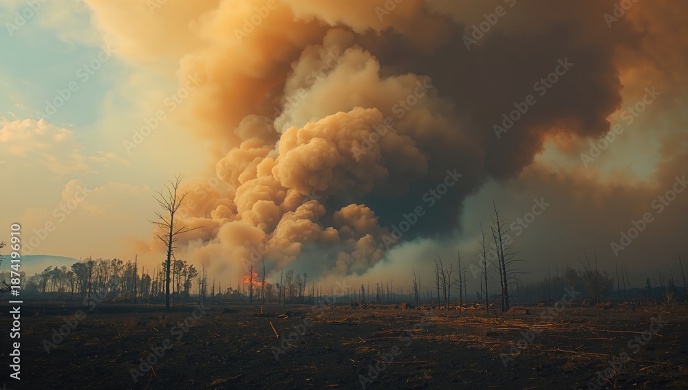 Wildfire smoke billows into the sky, highlighting environmental impact ...