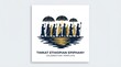 © ckybe - modern square poster template for timkat ethiopian epiphany illustration template featuring procession silhouettes near water with umbrellas on pure white background isolated for easy use