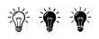 © supplement - Set of three light bulb icon variations: sketch, solid, pixel art