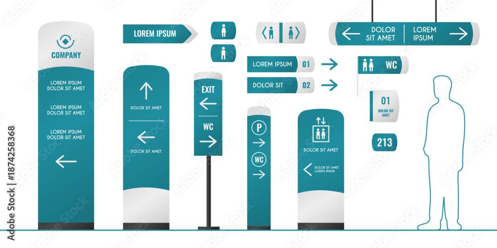 Building interior signage set isolated on white. Vector realistic ...