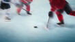 © Lustre Art Group  - Artwork of ice hockey players chasing puck with long exposure effect. Concept of teamwork coordination, competitive sports dynamics, tactical movement, and professional hockey action sequences.