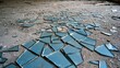 © FarAway - Jagged shards of shattered mirror fragments lie scattered across the dusty ground reflecting light in a desolate scene