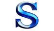 © Amelia - Glossy, blue letter S, reflecting light. Metallic edges add depth, standing out on a black backdrop