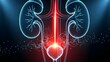 © Artfinity - Kidney and urinary system anatomy with light glow. Renal health and medical laser therapy. Scientific visualization of human kidneys and bladder showing internal structure