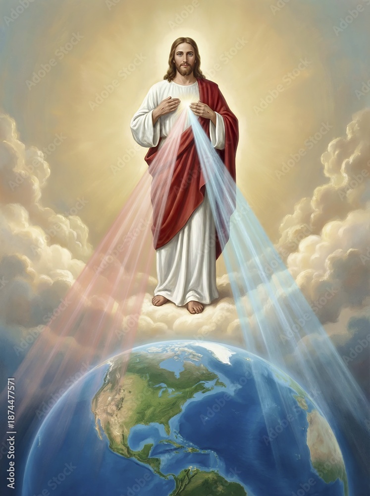 Jesus Rays Divine Mercy image of Jesus with rays of blood and water flowing down ...