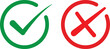 © Sathi GD - yes and no vector icon, Approved disproved icon, on and off symbols, Green checkmark and red cross symbols for approval and rejection status transparent background