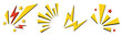 © Mila - Comic book explosion elements in pop art style. Vector set of yellow rays, lightning strikes, and stars for action scenes, retro posters, and dynamic advertising splash effects decoration.
