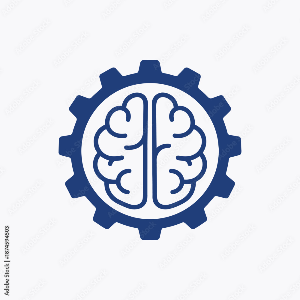 Human brain icon inside gear wheel symbolizing mental machinery ...