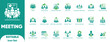 © OutlineLab - Business Meeting Conference Teamwork Collaboration Seminar Presentation Online Work Vector Icon Set