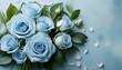 © John - delicate light blue roses arranged in a beautiful bouquet amidst lush greenery and soft petals