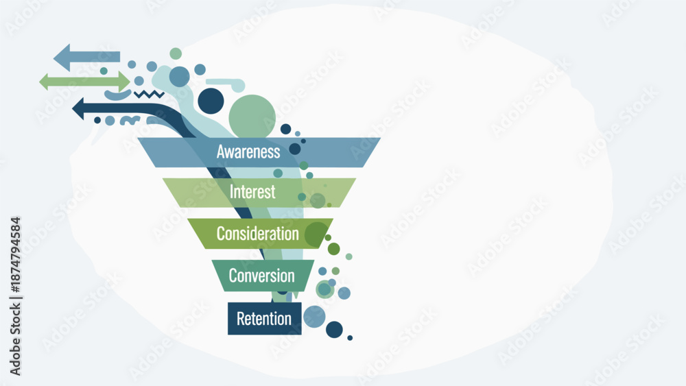 Marketing funnel illustrating customer acquisition stages from ...