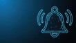 © Moon Guy - A glowing digital bell icon is sounding a notification or alert on a dark blue background