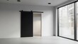 © BRNSN - Empty square room with Black sliding door in the shop or windows