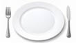 © Mul - Elegant White Plate with Silverware - Fork and Knife for Fine Dining Presentation.