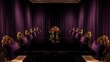 © MBAK NAH - Luxurious dark conference room with plush purple chairs and a central floral arrangement.