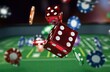 © FauziNh - Casino-themed image with dice and chips floating over a green felt table