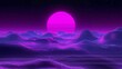 © Art Backgrounds - Abstract landscape with retro sun over rolling hills in shades of purple and pink creating a vintage digital effect