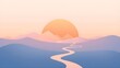 © simplyrelaxes20 - illustration of sunrise over mountains with upward path, new beginnings and goal setting concept