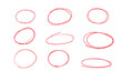 © Angelica - Imagen horizontal de varios círculos a mano color rojo sobre un fondo blanco