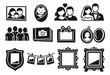 © cac_tus - Minimalist photography and family icon set featuring people, a baby, couples, photo albums, and decorative frames for life events and cherished memories