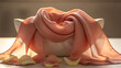 © James - A pink silk scarf draped elegantly over a white marble object with rose petals scattered around