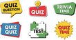 © VectoBloom - Quiz and trivia labels set, colorful quiz time badges, test and question icons, flat vector illustration