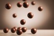 © LuckyStep - Floating chocolate spheres midair showcase velvety coating soft spotlight product photography indulgent dessert mood glossy highlights studio shot for gourmet branding