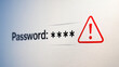 © MP-AI - Password security alert digital warning privacy risk rights symbol on screen strong password concept data protection cyber safety online access control secure login