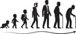 © queen - Silhouette Illustration Showing the Stages of Human Life from Infancy to Old Age on White Background