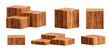 © mamewmy - 3D Realistic Wooden Cube Podium Stand Mockup Set For Product Display And Showcase