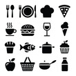 © Fly - A set of flat black food and dining icons on a white background