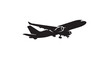 © ZubayerVector - vector illustration of Black vector silhouette of a large commercial jet aircraft climbing in the sky after takeoff for logistics and travel