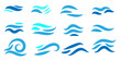 © Cibula - Set tribal wave blue line vector flat isolated, sea, ocean splash set