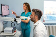 © Graphicroyalty - Male Patient Performing Spirometry Test in Modern Clinic. Respiratory Function Assessment with Medical Professional. Lung Health Screening for COPD and Asthma Diagnosis in Hospital Setting.