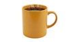 © Alexander - Steaming yellow coffee mug isolated PNG, hot beverage in a cup on transparent background for graphic design and marketing use