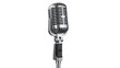© Nicolae - Silver vintage microphone PNG isolated on transparent background, retro recording equipment for music and broadcasting
