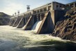 © juliars - Powerful water flow through concrete dam structure producing clean renewable energy