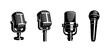 © 11ua - Retro microphones vector icons set, vintage mic collection, audio equipment symbols