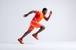 © ckybe - Energetic male athlete jogs in sleek, luminous studio, demonstrating dynamic fitness.